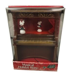 Vintage Magical Holiday Musical Piano Christmas Dancing Mice Tested Working
